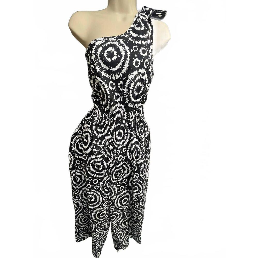 NEW KARA CHIC women's one shoulder jumpsuit in black white